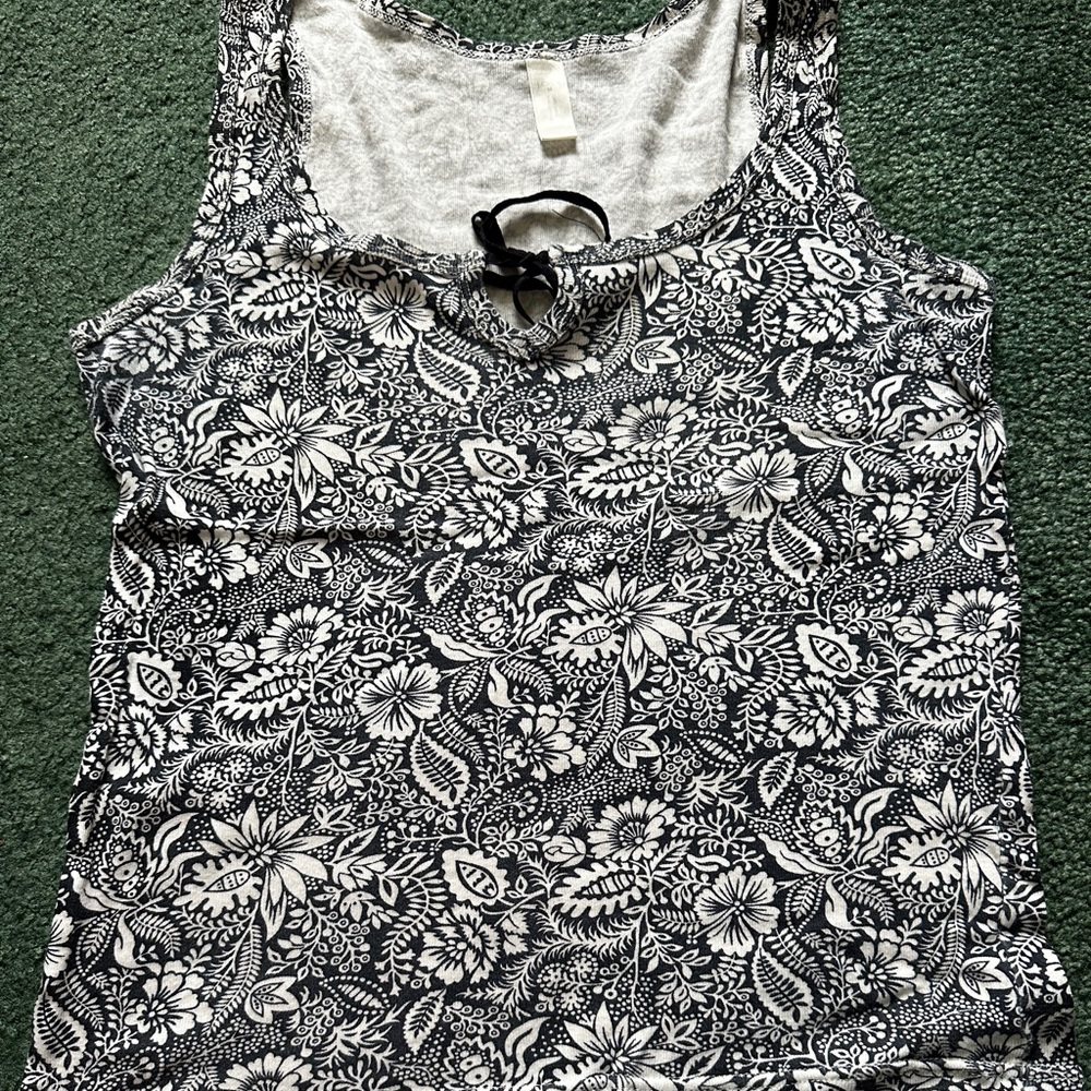 J. Crew Navy Blue White Print Tank Top Size Medium